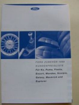 Ford Zubehör Kundenpreisliste 1998 Ka, Puma, Fiesta,Escort