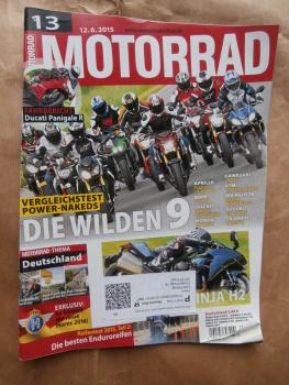 Motorrad 13/2015 Vergleich: Aprilia Tuono V4 1100RR vs. BMW S1000R vs. Ducati Monster 1200S Stripe vs. Honda CB1000R