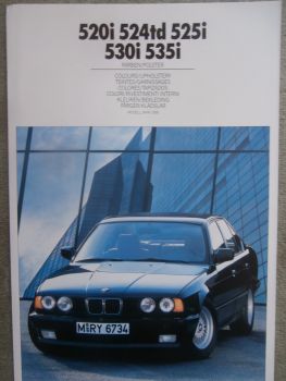 BMW 520i 524td 525i 530i 535i Farben/Polster Modelljahr 1990 E34