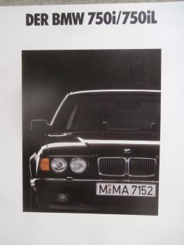 BMW 750i 750iL E32 Großformat E32 Prospekt März 1991+Highline