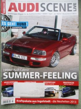 Audi Scene Live 2/2013 Cabriolet Typ89,A4 Avant,Abt,skn,Auto Union 1000Sp,S3 Typ8L,TT 8J,80 B4,A4 B6,80 GL Automatik Typ81