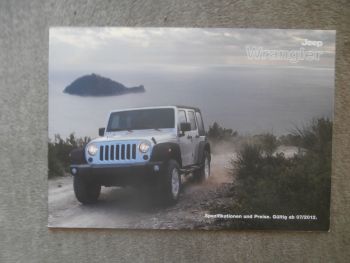 Jeep Wrangler Spezifikationen & Preise 7/2012 Sport Sahara Rubicon V6 +CRD