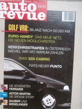 auto revue 10/1993 BMW 325i Cabrio E36, VW Golf VR6 Dauertest,Mercedes Benz E250d W124,Alfa 155 1.7 TS,Punto 55 6-Speed