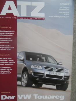Automobil Technische Zeitschrift 12/2002 der VW Touareg,IAA Nutzfahrzeuge 2002 in Hannover,