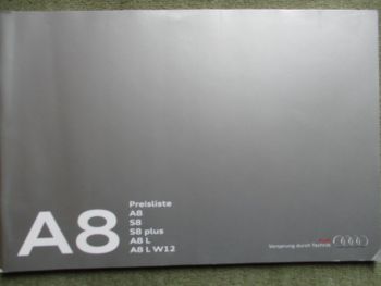Audi A8 (4N) S8 +S8 plus,L +W12 Preisliste September 2015