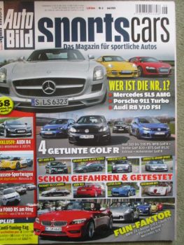 Auto Bild sportscars 6/2010 Giulietta QFV,TechArt 911 Carrera S Cabrio, GT2 RS, Wiesmann Roadster MF5,