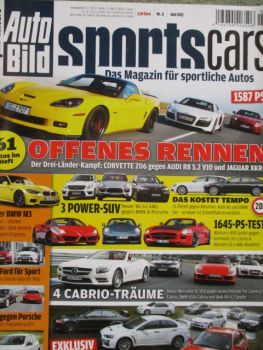 Auto Bild sportscars 6/2012 Corvette Z06 vs. Audi R8 5.2 V10 und Jaguar XKR-S,SL500 vs. 911 Carrera S Cabrio,BMW 650i F12