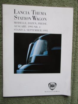 Lancia Thema Station Wagon 6.9.1993 16vLe Tds LE +turbo 16v LS V6 LS +V6 LX Preisliste