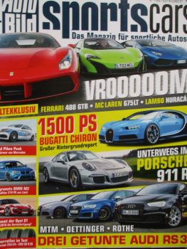Auto Bild sportscars 4/2016 488GTB vs. McLaren 675LT vs. Hracan,C250 Pikes Peak,M2 F87,Porsche 911R,Audi RS3 von MTM