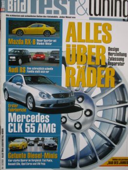 Auto Bild test & tuning 9/2002 Mercedes Benz CLK55 AMG BR208,Mazda RX-8,Aston Martin DB7 Zagato,Peugeot RC Karo,RS2