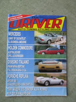 Driver 9+10/1990 Duchatelet SL R129 Carat,Holden Commodore,Pininfarina Bertone,Spyder 550,Zender Mazda 323,PVP Golf Rallye G60