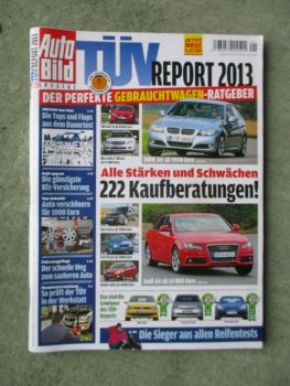 Auto Bild Tüv Report 2013 Gebrauchtwagen Ratgeber Astra H,Golf VI, E90, Focus,Fabia,Prius,996