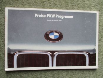 BMW 316i-325iX E30,M3 +Cabrio +touring, Z1,E34,E32,E24 Preisliste 15.Februar 1988