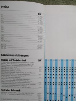 BMW 315-323i E21,518-528i E28,728i-745i E23,E24 Preisliste 31.August 1981