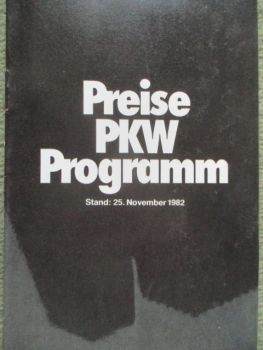 BMW 315 E21,316-323i E30,518-528i E28 Preisliste 25.November 1982 728i-745i E23,628-635CSI E24