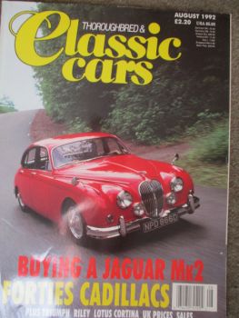 Thoroughbred & Classic Cars 8/1992 Jaguar Mk2,Lotus Cortina racer,
