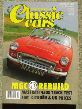 Thoroughbred & Classic Cars 10/1989 MGC,Citroen SM,BMC 1100 range,Maserati 450S,Fiat 850