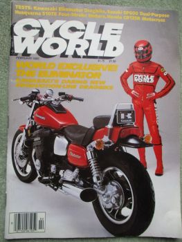Cycle World February 1985 Kawasaki 900 Eliminator,Suzuki SP600,Husqvarna 510TE,Honda CR125R,