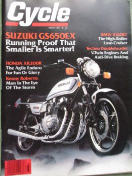 Cycle March 1981 Suzuki GS650EX,BMW R100RT,Honda XR200R,Krauser MKM 1000