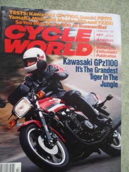 Cycle World February 1981 Kawasaki GPz 1100,Yamaha YZ250H,Yamaha 650 Midnight,Suzuki PE175X,