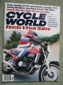 Cycle World July 1982 Honda V45 Sabre,Yamaha IT175J,Suzuki GS1100E,Harley-Davidson XLS Sportster 25th Anniversary