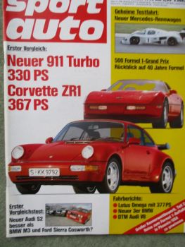 sport auto 12/1990 Porsche 911 turbo,Corvette ZR1,Lotus Omega,Audi S2 vs. BMW M3 E30 vs. Ford Sierra Cosworth,