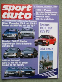 sport auto 11/1990 Mercedes Benz 500E W124 vs. BMW M5 E34,Boschert 300CE Biturbo vs. Eggenberger Sierra Cosworth,