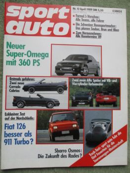 sport auto 4/1989 Hahn und Zender VW Corrado Cabriolet,Nissan 200SX,Sbarro Osmos,Alfa Spider turbo,Lotus Omega,