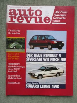 auto revue 2/1985 Renault 5 GTS,Suzuki Swift 1.3GS,Mitsubishi Space Wagon, Citroen BX 19GT,Subaru Leone 4WD