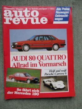 auto revue 1/1983 Audi 80 quattro typ81,Subaru 700,Mercedes Benz 190 W201,Volvo 360GLT,Honda Accord Coupé,Renault 18 Turbo