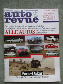 auto revue 3/1983 Mercedes Benz 240d W123 Dauertest,Fiat Uno,Peugeot 305SR, Mazda 626 Coupé Dauertest,