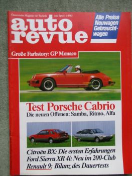 auto revue 6/1983 Porsche 911 Cabrio, Ford Sierra XR4i, Citroen BX Dauertest,Renault 9 TSE,Talbot Samba Cabrio, Fiat Ritmo Cabrio