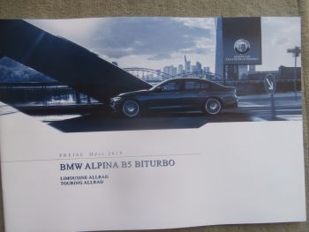 BMW Alpina B5 Biturbo Limousine +Touring Allrad G30 G31 Preisliste März 2019