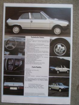 Fiat Bertone Cabrio 63kw/85ps Prospekt Deutsch März 1982 Rarität
