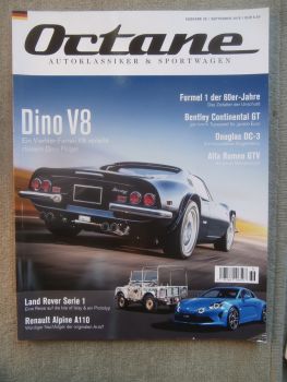 Octane 9/2018 Ferrari Dino V8,Bentley Continental GT,Douglas DC-3,Alfa Romeo GTV,Land Rover Serie 1,Renault Alpine A110