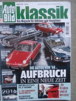 Auto Bild klassik 1/2018 Porsche 911E,VW 411L,2800CS,300SEL 6.3 W108,BMW 5er E34,Sierra Cosworth,Cizeta V16T,Z1,Z3