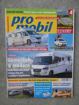 pro mobil 4/2019 Hobby Optima Ontour Edition,Fleurette Baxter 60LG,Skydancer Cabrio Apéro,Eura Mobil Integra Line 720 QF