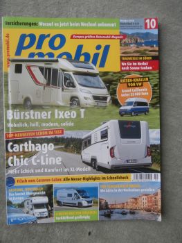 pro mobil 10/2018 VW Grand California,Carado I 339,Charthago Chic C-Line XL,Schirner RM Free Nature,