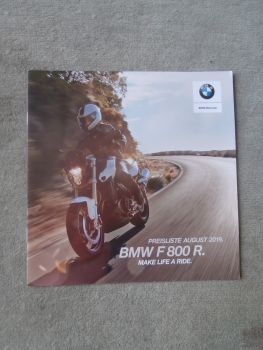 BMW F800 R Preisliste August 2019