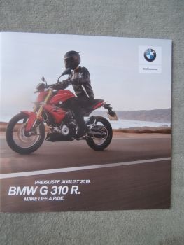BMW G 310 R  +HP Preisliste August 2019