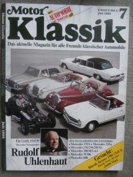 Motor Klassik 7/1986 Mercedes Benz 170S,220a, Pagode, 300SEL 6.3 W108,W196,600 W100,NSU Max und Supermax