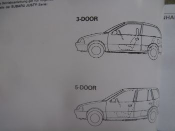 Subaru Justy 3-Door 5-door Betriebsanleitung Deutsch 1.0l SOHC 1.3L SOHC 1.6SOHC +Katalysator  11/1998
