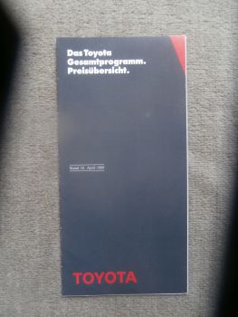 Toyota Preisliste 21.12.87 Starlet Corolla Carina Tercel Camry MR2 Celica Supra Model F Landcruiser +Station Hiace Liteace