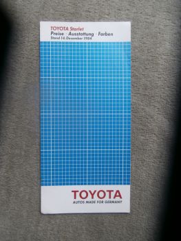 Toyota Starlet Preisliste 14.Dezember 1984 Deluxe +S 3-türig 5-türig
