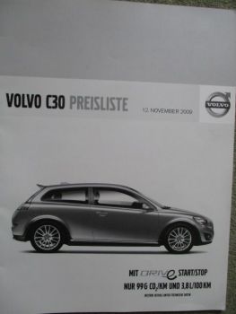 Volvo C30 Preisliste 12. November 2009 +R-Design