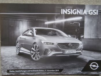 Opel Insignia GSI Preisliste 21. November 2019