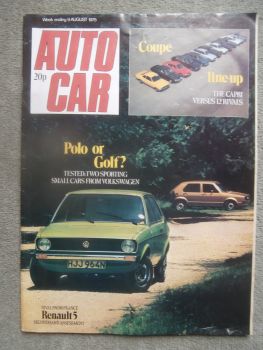 Autocar 9.8.75 VW Polo,VW Golf 1500,Seconhand Renault 5,