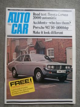 Autocar 11.5.1974 Toyota Corona 2000 automatic, Porsche 917/30,Mazda 929,Secondhand Hillman Imp and Singer Chamois