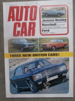 Autocar 9.3.1972 Jensen Healey, Vauxhal Victor VX4/90 Ventora,Ford Granada & Consul,Audi 100 Coupé S,