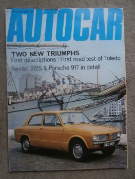 Autocar 20.8.1970 Ferari 512S und Porsche 917,Triumph Toledo,Mercedes C111,story of the Lotus Seven